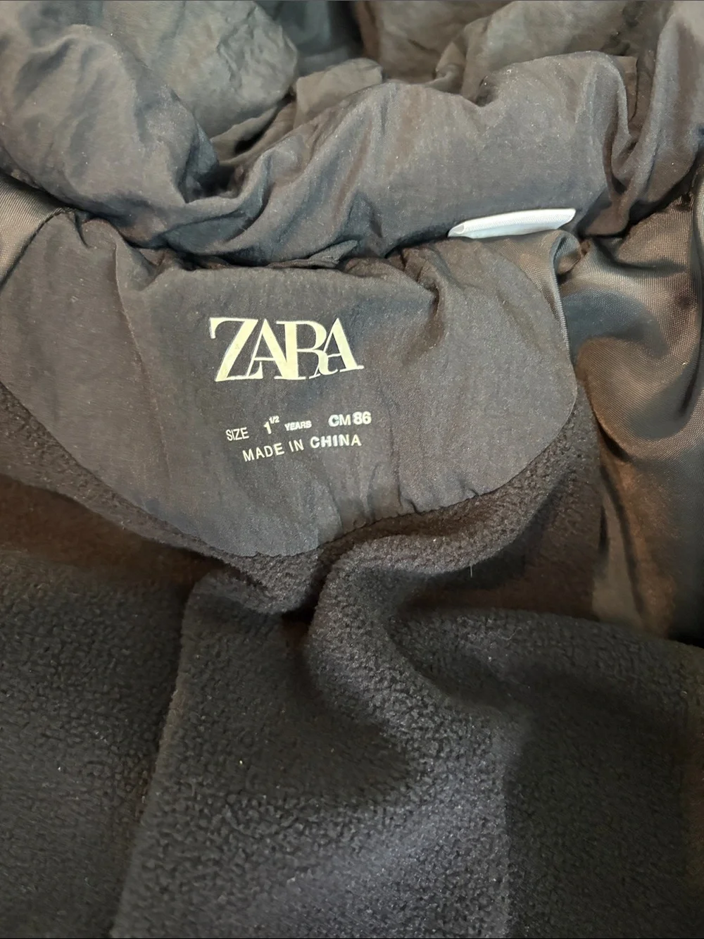 Zara Black Hooded Kids Puffer Coat